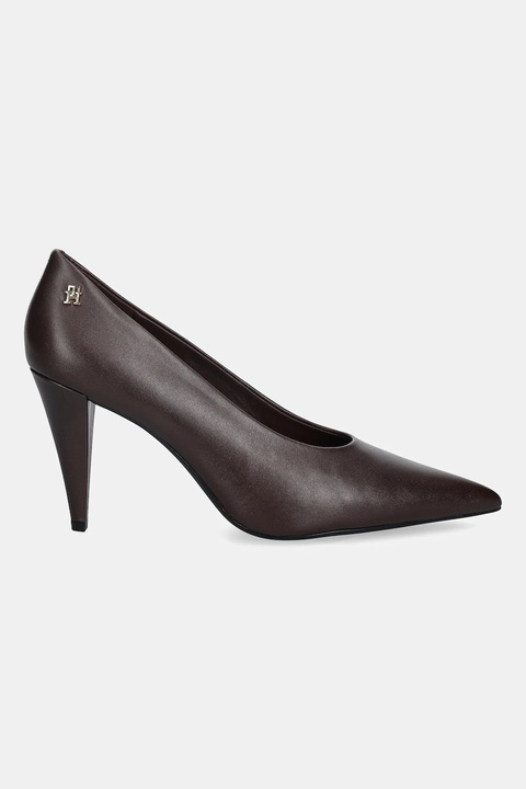 Tommy Hilfiger szpilki skórzane TH SMOOTH LEATHER PUMP kolor brązowy FW0FW08960 - zdjęcie produktu nr 2