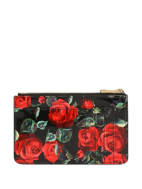 Dolce & Gabbana Dauphine Rose-print wallet - Black - zdjęcie produktu nr 1