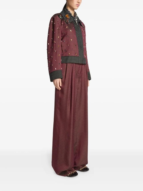 DRIES VAN NOTEN jacquard cropped jacket - Red - zdjęcie produktu nr 1