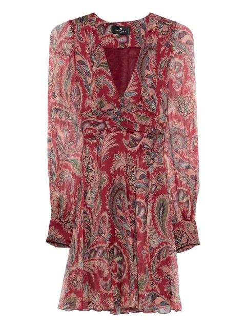 ETRO paisley-print v-neck mini dress - Red - zdjęcie produktu nr 1