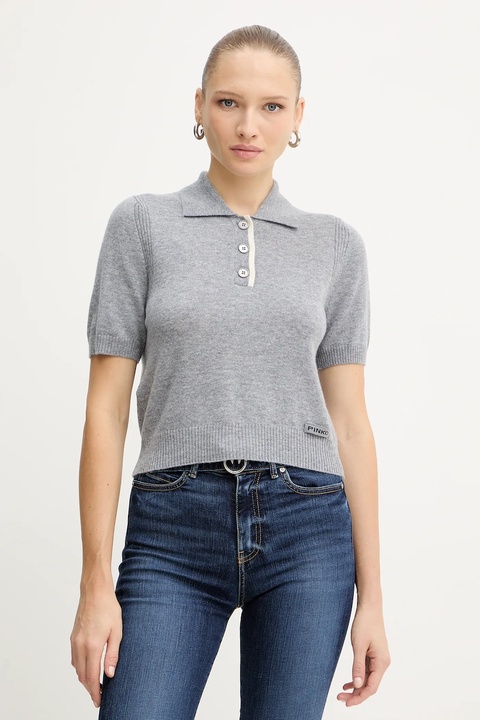 Pinko polo wełniane damskie kolor szary 105450 A2Q9 - zdjęcie produktu nr 1