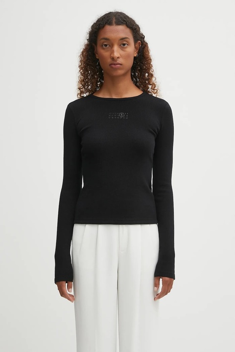MM6 Maison Margiela longsleeve z domieszką wełny kolor czarny S52NH0029.M20122.900 - zdjęcie produktu nr 1