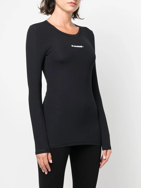Jil Sander logo-print long-sleeve T-shirt - Black - zdjęcie produktu nr 2