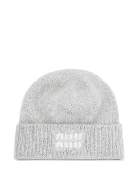 Miu Miu logo-detail beanie hat - Grey - zdjęcie produktu nr 1