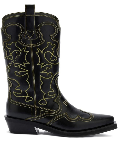 GANNI stitching pointed boots - Black - zdjęcie produktu nr 1