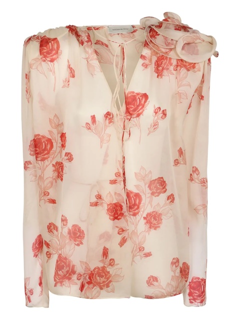 Magda Butrym rose-print silk blouse - Neutrals - zdjęcie produktu nr 1