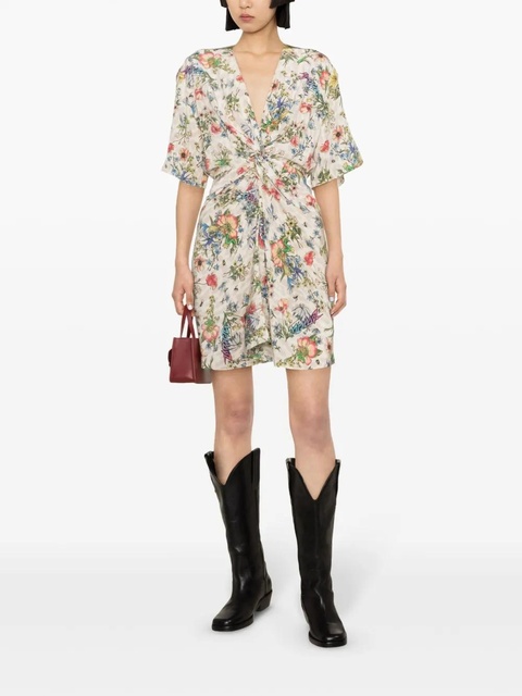 Zadig&Voltaire Rozom Twisted Garden-print minidress - Neutrals - zdjęcie produktu nr 2