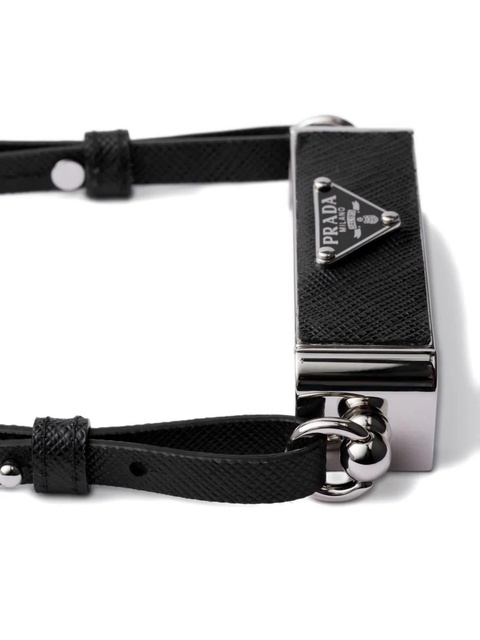 Prada triangle-logo leather smartphone case - Black - zdjęcie produktu nr 2