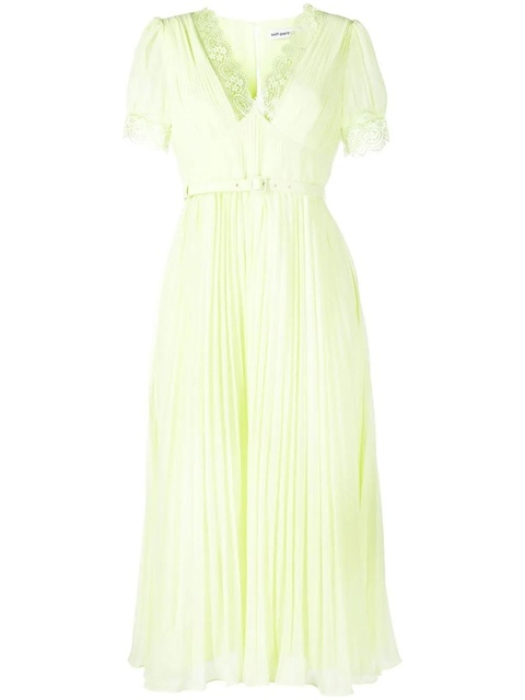 Self-Portrait floral-lace detail midi dress - Green - zdjęcie produktu nr 1