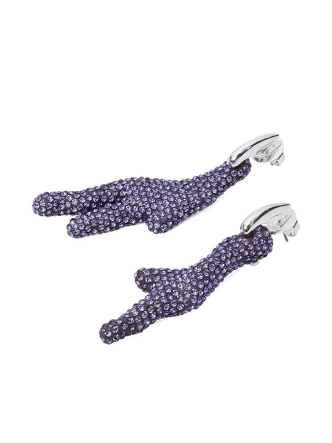 Tory Burch crystal-embellished hand earrings - Silver - zdjęcie produktu nr 2