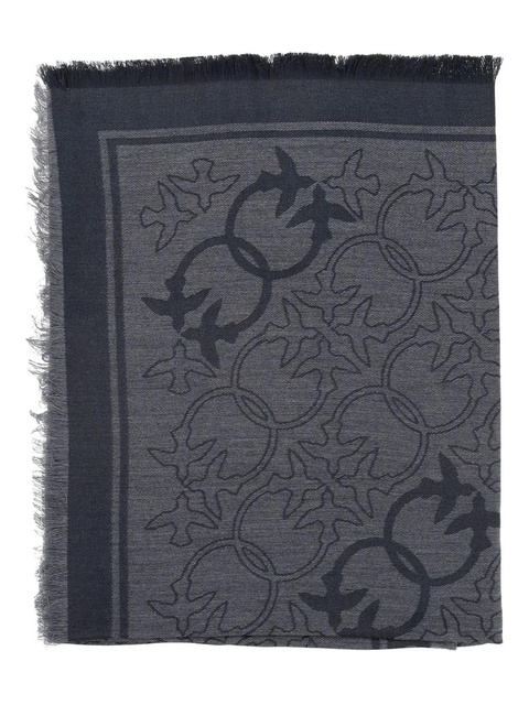 PINKO birds-pattern fringed-edges scarf - Black - zdjęcie produktu nr 2