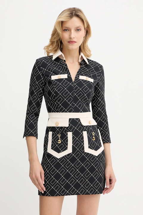 Elisabetta Franchi sukienka kolor czarny mini prosta ABS0156E2 - zdjęcie produktu nr 1