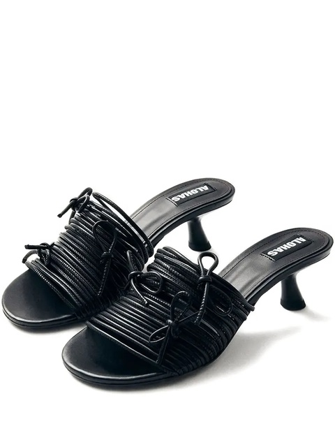 ALOHAS knotted leather heeled sandals - Black - zdjęcie produktu nr 1