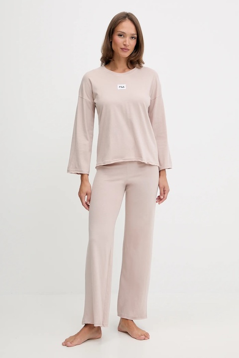 Fila piżama bawełniana damska kolor beżowy bawełniana FPW4218 - zdjęcie produktu nr 1