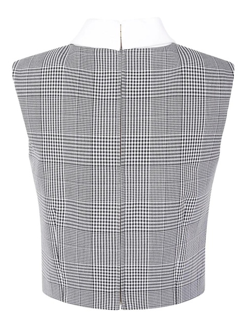 Self-Portrait checked cropped vest - Black - zdjęcie produktu nr 2