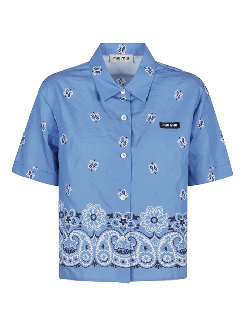 Miu Miu bandana-print short-sleeve shirt - Blue - zdjęcie produktu nr 2