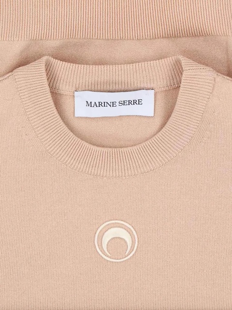 Marine Serre Moon-logo short-sleeved top - Neutrals - zdjęcie produktu nr 1