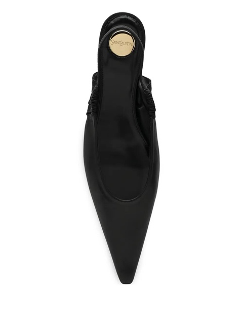 Saint Laurent Biarritz pointed ruched ballet flats - Black - zdjęcie produktu nr 2