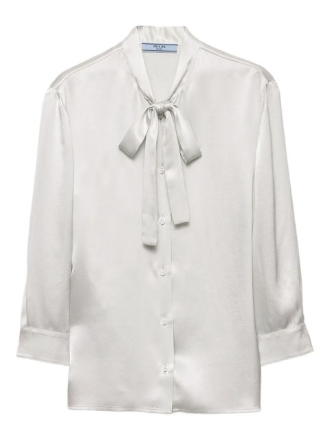Prada pussy-bow silk shirt - Neutrals - zdjęcie produktu nr 1