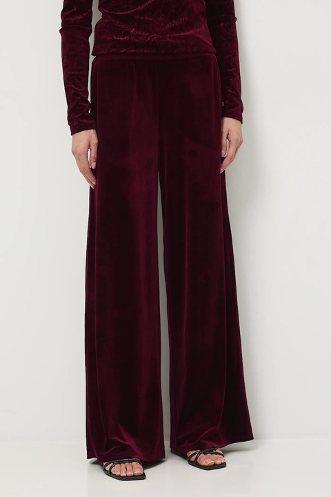 Medicine spodnie damskie kolor bordowy szerokie medium waist - zdjęcie produktu nr 2