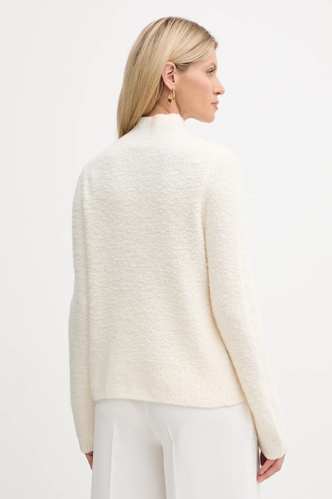 BOSS sweter z dodatkiem wełny damski kolor beżowy lekki z półgolfem 50547907 - zdjęcie produktu nr 2