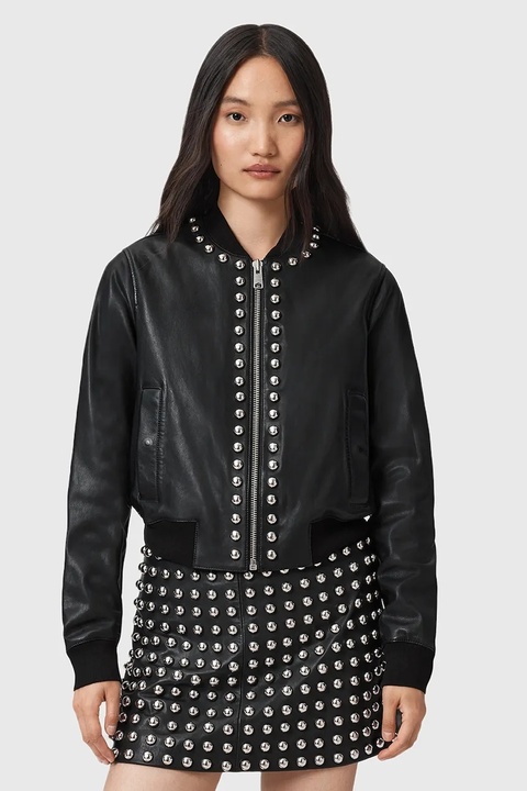 AllSaints kurtka skórzana ORTEN kolor czarny przejściowa W032LD - zdjęcie produktu nr 1
