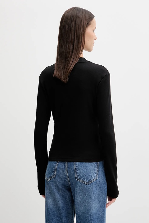 Tommy Hilfiger longsleeve bawełniany kolor czarny z półgolfem WW0WW47307 - zdjęcie produktu nr 2