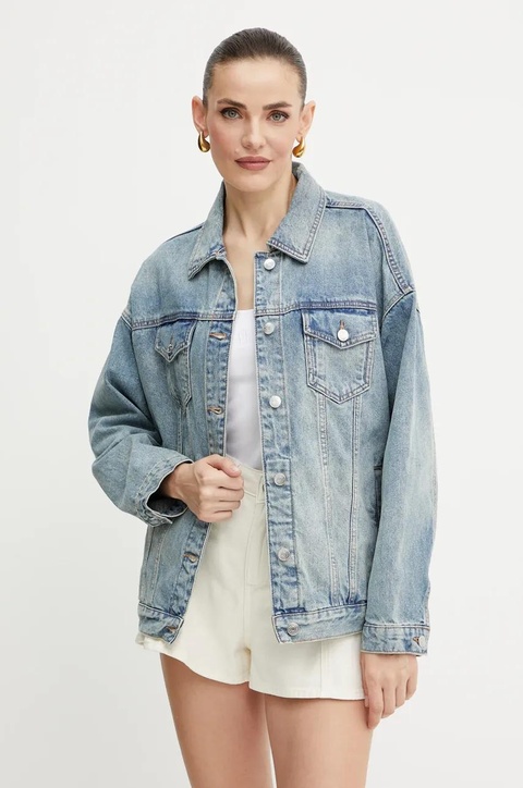 Armani Exchange kurtka jeansowa kolor niebieski przejściowa oversize XW000902 AF10869 - zdjęcie produktu nr 1