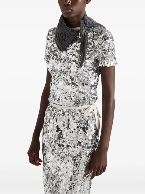 Prada sequin-embellished short-sleeved blouse - Silver - zdjęcie produktu nr 1