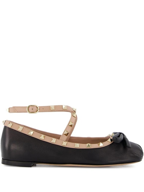 Valentino Garavani Rockstud leather ballerina shoes - Black - zdjęcie produktu nr 1