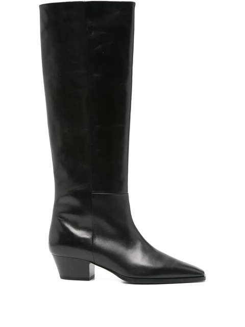 Aeyde 50mm Medea leather pointed-toe knee-high boots - Black - zdjęcie produktu nr 1