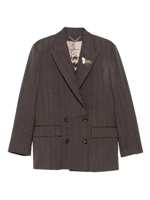 Golden Goose pinstripe butterfly-brooch blazer - Brown - zdjęcie produktu nr 1