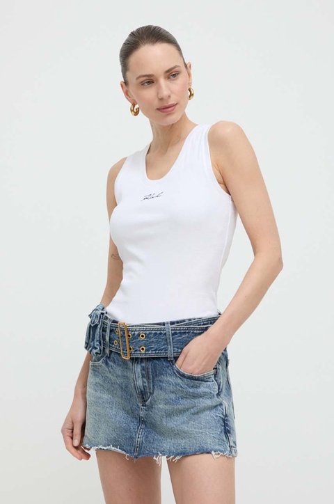 Karl Lagerfeld top bawełniany kolor biały - zdjęcie produktu nr 1