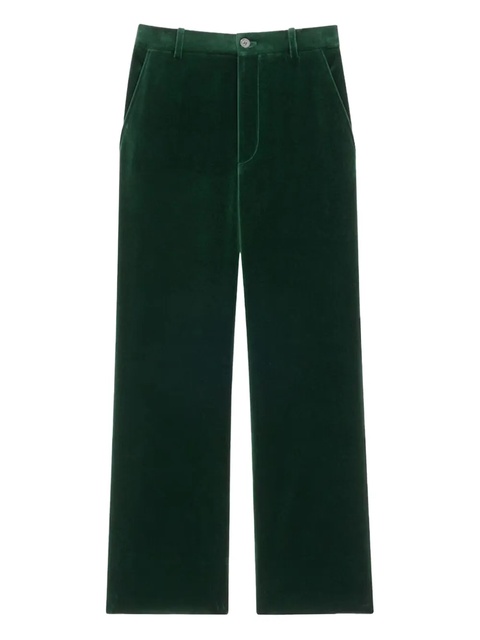 Saint Laurent velvet straight-leg trousers - Green - zdjęcie produktu nr 1