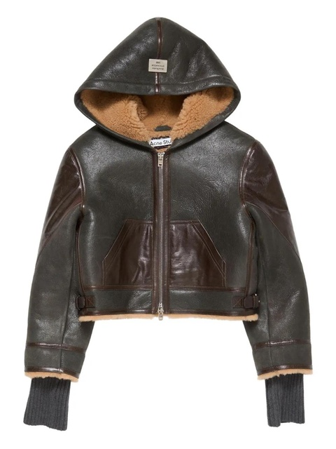 Acne Studios hooded leather jacket - Brown - zdjęcie produktu nr 1