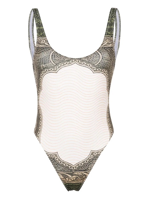 Jean Paul Gaultier Cartouche-print high-cut swimsuit - Green - zdjęcie produktu nr 2