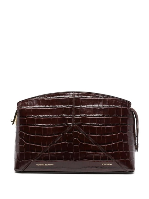 Victoria Beckham croc-embossed clutch bag - Brown - zdjęcie produktu nr 1