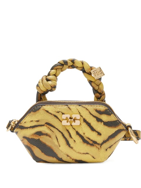 GANNI tiger-print twisted-handle mini bag - Yellow - zdjęcie produktu nr 1