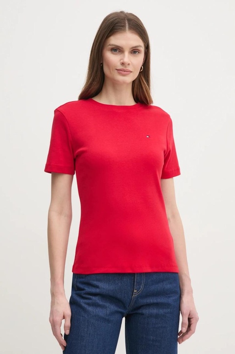 Tommy Hilfiger t-shirt bawełniany damski kolor czerwony WW0WW40587 - zdjęcie produktu nr 1