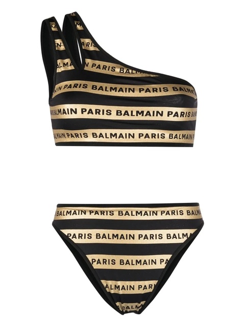 Balmain logo-print one-shoulder bikini - Black - zdjęcie produktu nr 1