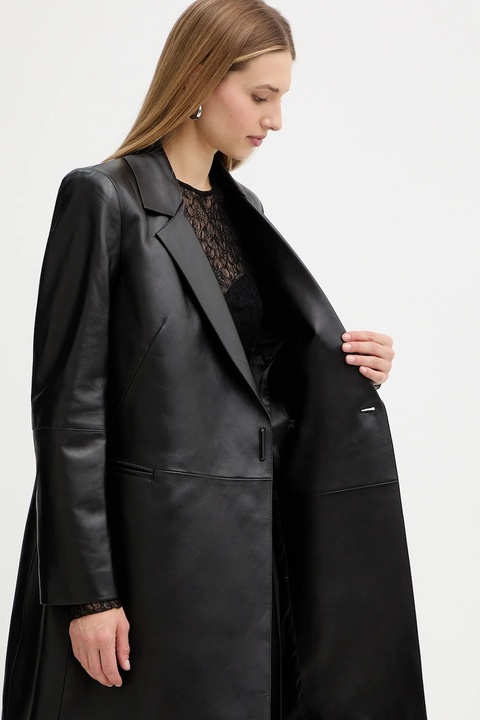 BOSS płaszcz skórzany kolor czarny 50556276 - zdjęcie produktu nr 1