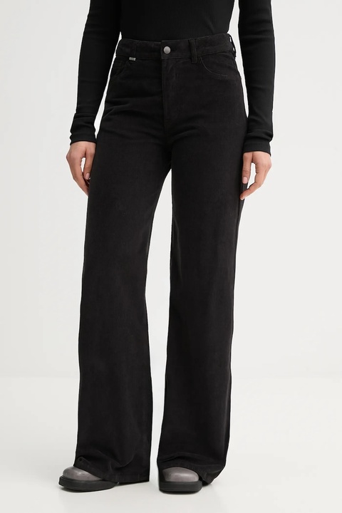 United Colors of Benetton spodnie damskie kolor czarny szerokie high waist 41ULDE029 - zdjęcie produktu nr 1