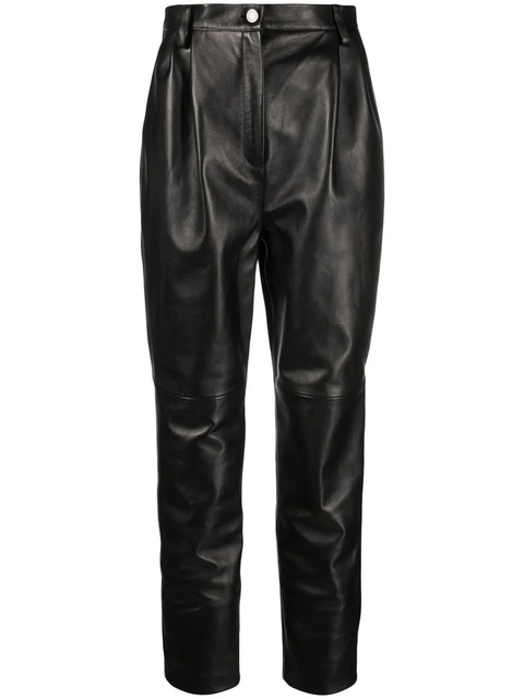 Magda Butrym high-waisted tapered leather trousers - Black - zdjęcie produktu nr 1