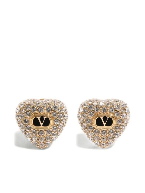 Valentino Garavani Coeur Royal crystal-embellished heart earrings - Gold - zdjęcie produktu nr 1