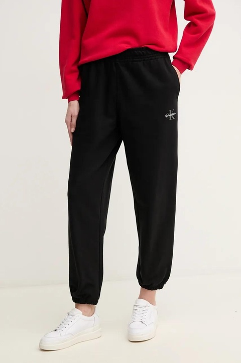Calvin Klein Jeans spodnie dresowe damskie kolor czarny gładkie LV047B235G - zdjęcie produktu nr 1