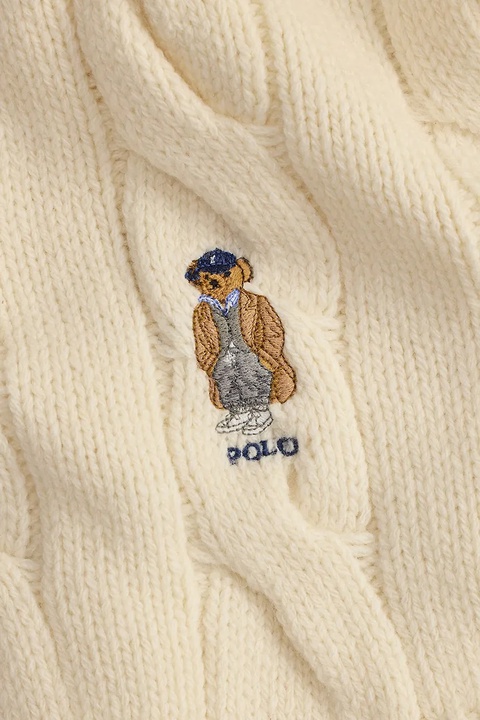 Polo Ralph Lauren szalik wełniany damski kolor beżowy z aplikacją 455981434 - zdjęcie produktu nr 2