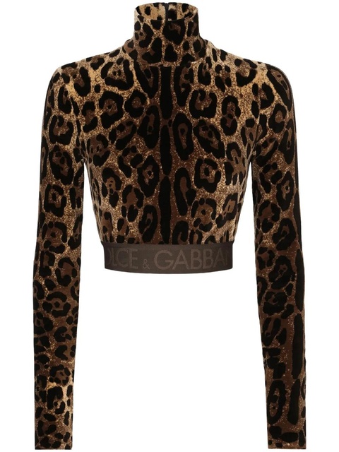 Dolce & Gabbana leopard-print high-neck blouse - Brown - zdjęcie produktu nr 1