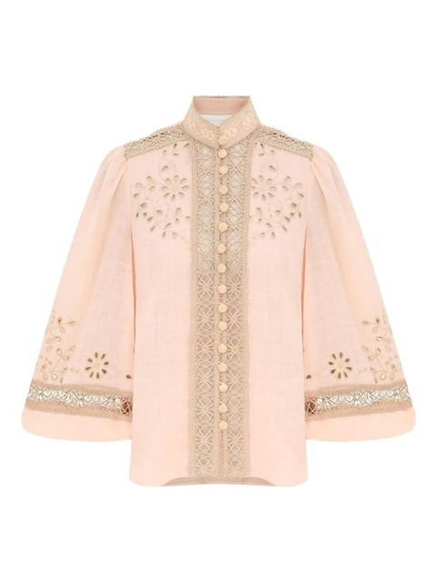 ZIMMERMANN floral-embroidered button shirt - Pink - zdjęcie produktu nr 1