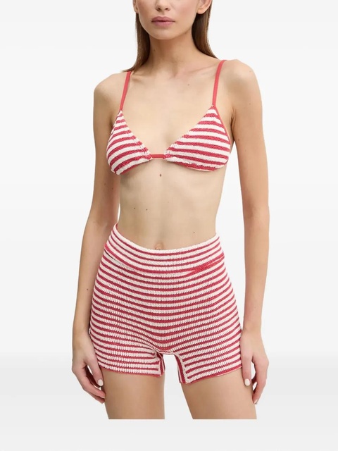Bond-eye striped high-waisted bikini bottoms - Red - zdjęcie produktu nr 2