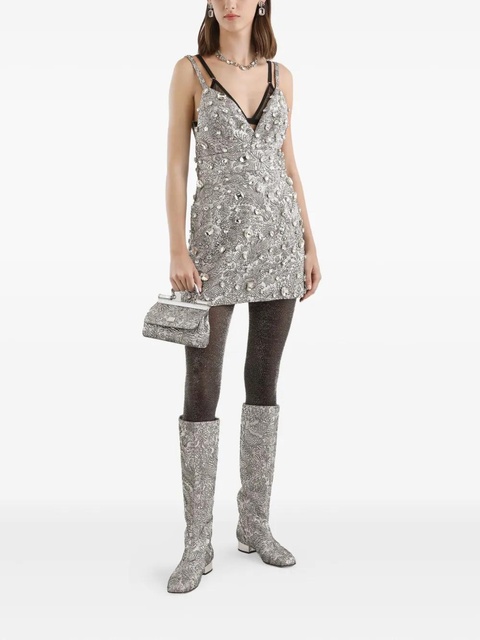 Dolce & Gabbana floral-jacquard mini dress - Silver - zdjęcie produktu nr 1